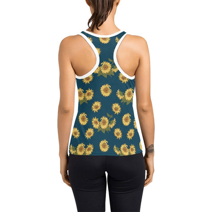 Sunflower Print Design LKS305 Women's Racerback Tank Top