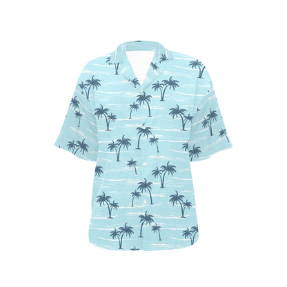 Palm Tree Pattern Print Design PT04 Women's Hawaiian Shirt