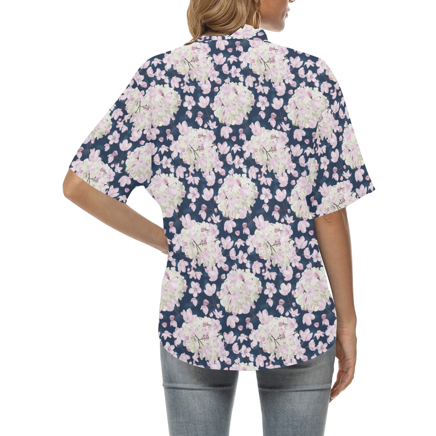 Sakura Print Design LKS305 Women's Hawaiian Shirt