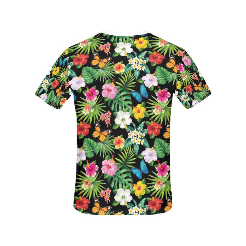 Hibiscus With Butterfly Print Design LKS305 Women's  T-shirt