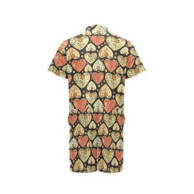 Heart Boho Pattern Print Design HE04 Men's Romper