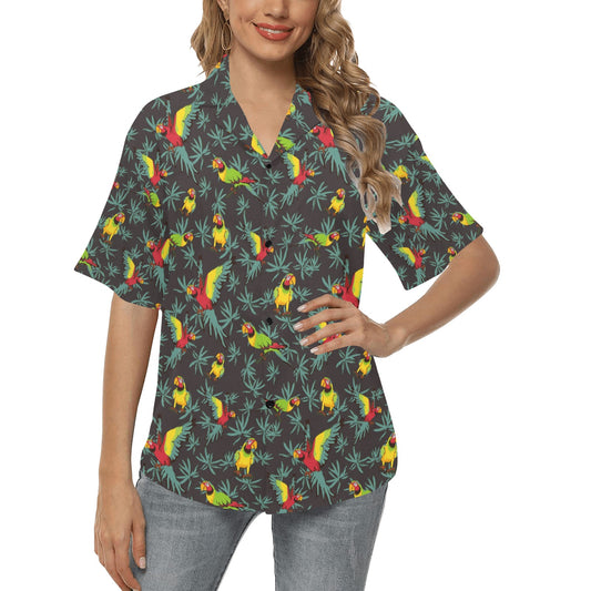 Parrot Themed Print Women's Hawaiian Shirt