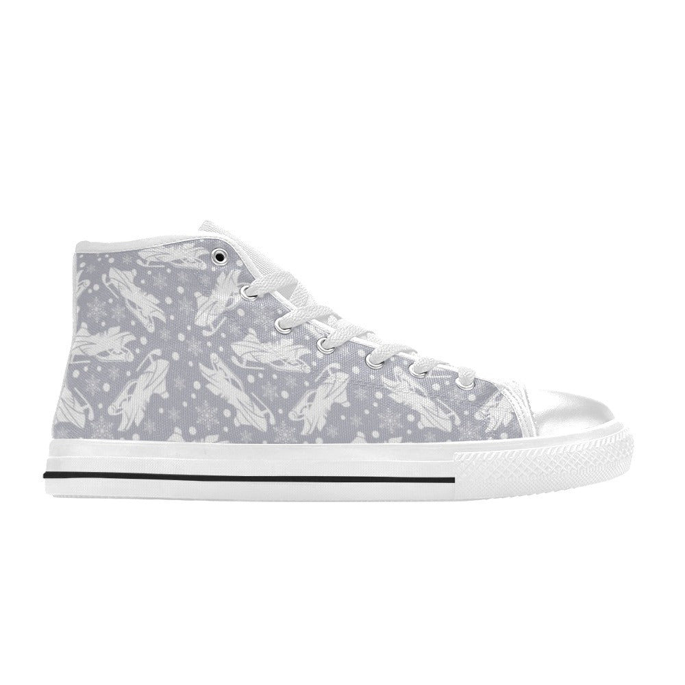 Snowmobile Print Design LKS302 High Top Women's White Shoes