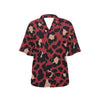 Cheetah Red Print Pattern Women's Hawaiian Shirt