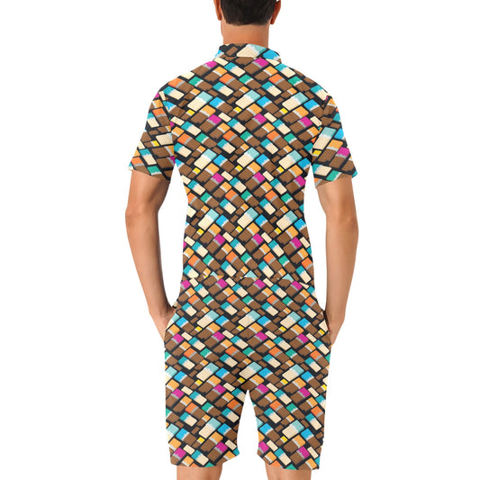 Chocolate Pattern Print Design 02 Men's Romper