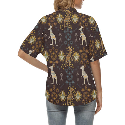Kangaroos Pattern Print Design 03 Women's Hawaiian Shirt