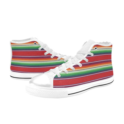 Serape Print Design LKS304 High Top Women's White Shoes