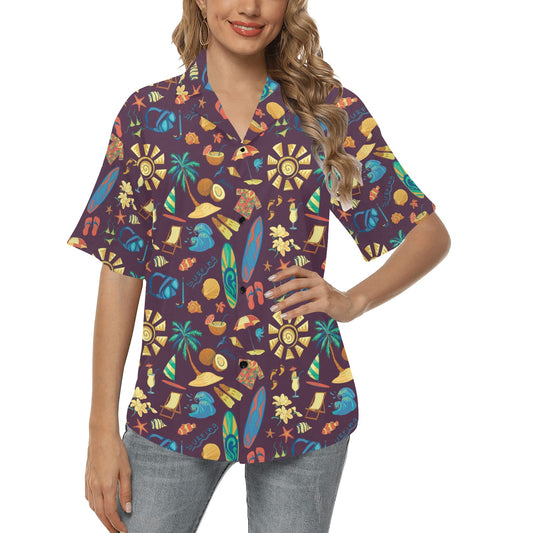 Aloha Hawaii Pattern Print Design 01 Women's Hawaiian Shirt