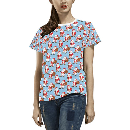 Santa Christmas Themed Print Design LKS305 Women's  T-shirt