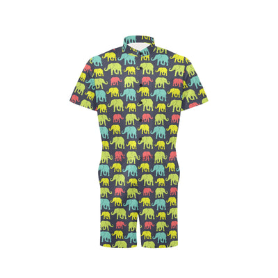 Elephant Neon Color Print Pattern Men's Romper