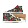 Sugar Skull Red Rose Print Design LKS301 High Top Women's White Shoes