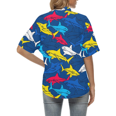 Shark Color Pattern Women's Hawaiian Shirt