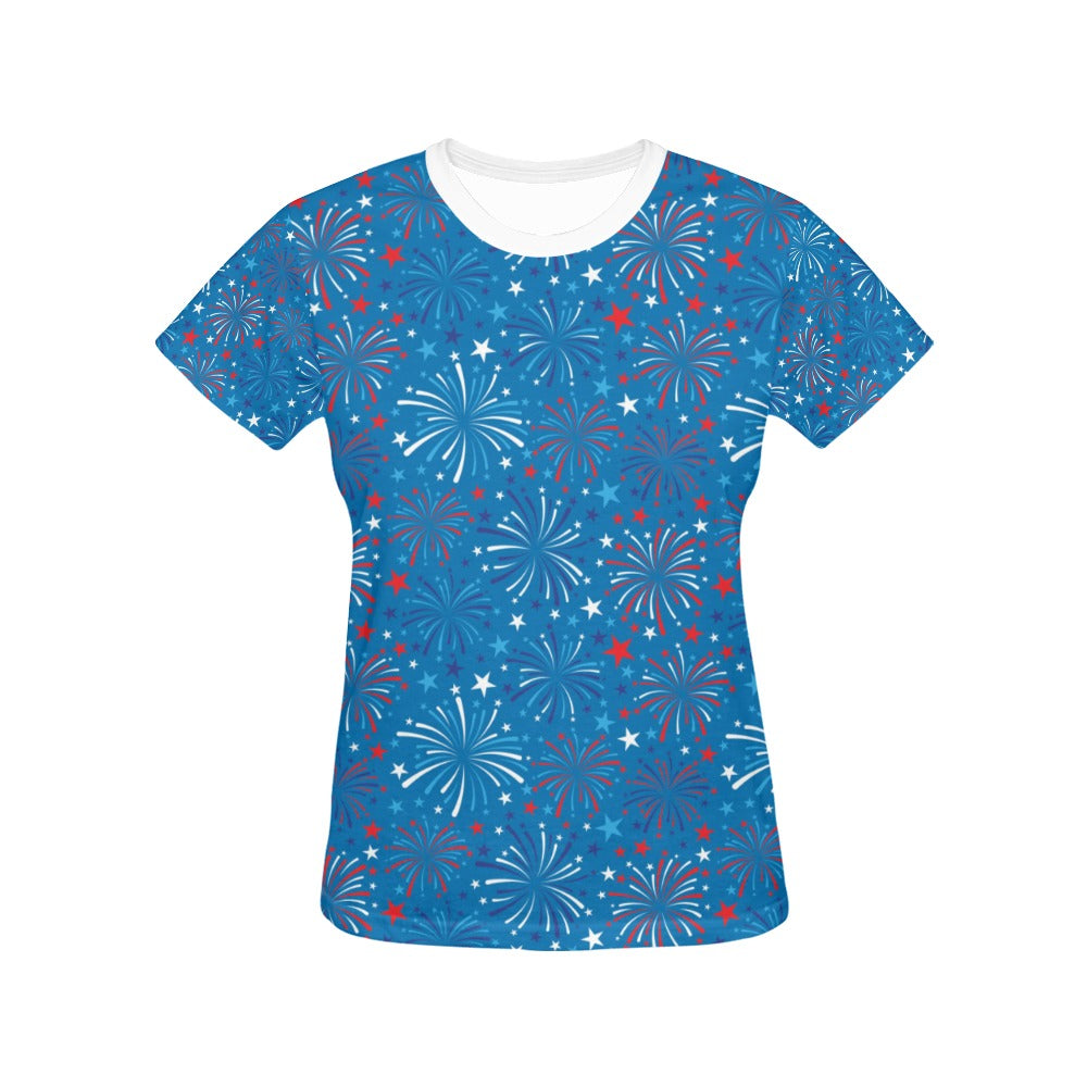 Firework Celebration Print Design LKS304 Women's  T-shirt