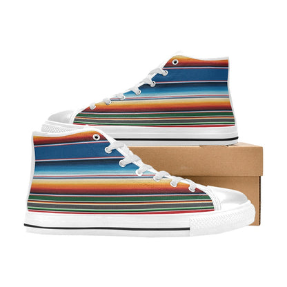 Serape Print Design LKS303 High Top Women's White Shoes
