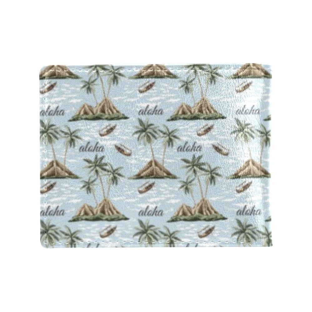 Aloha Hawaii island Design Themed Print Men's ID Card Wallet