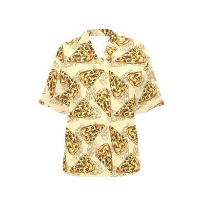 Pizza Pattern Print Design A01 Women's Hawaiian Shirt