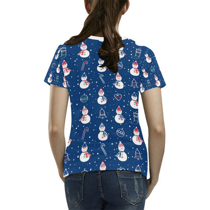 Snowman Print Design LKS306 Women's  T-shirt