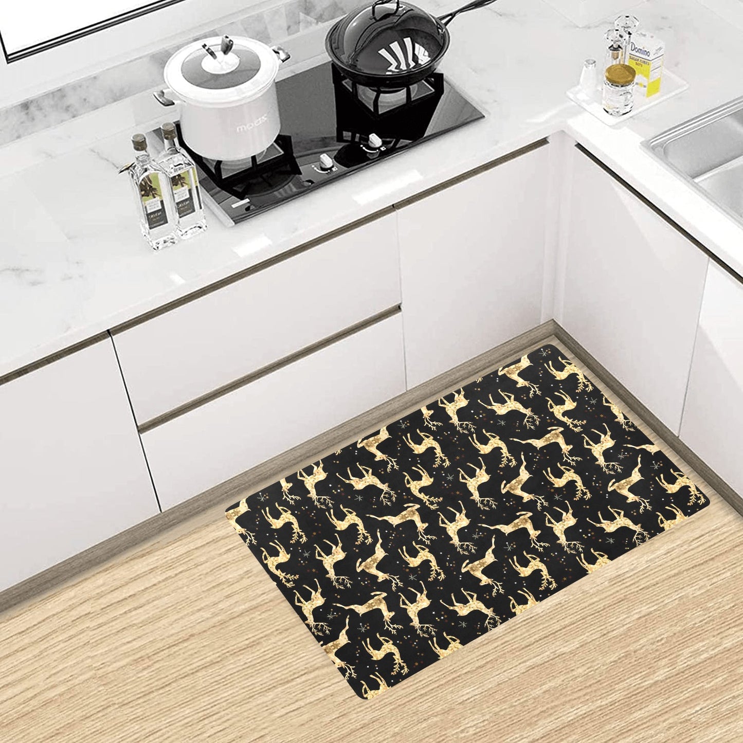 Deer Gold Pattern Kitchen Mat
