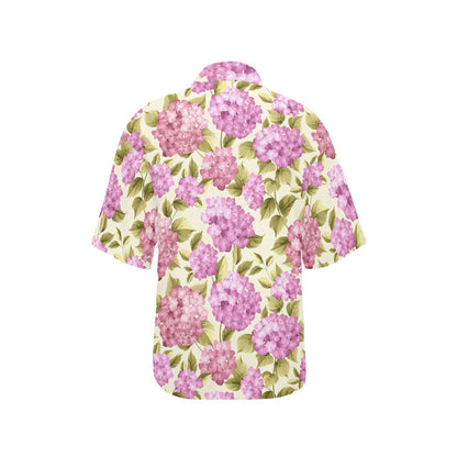 Hydrangea Pattern Print Design HD05 Women's Hawaiian Shirt