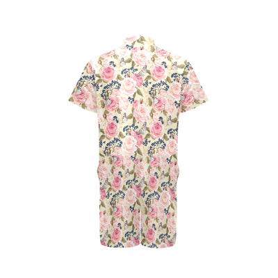 Floral Pink Butterfly Print Men's Romper