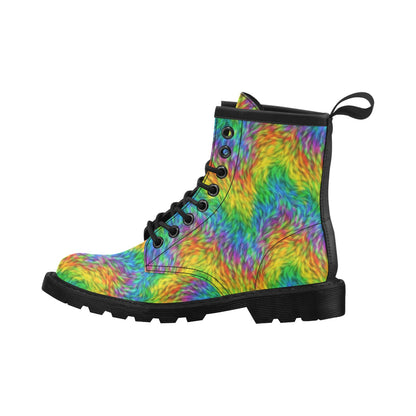Rainbow Fur Design Print Women's Boots