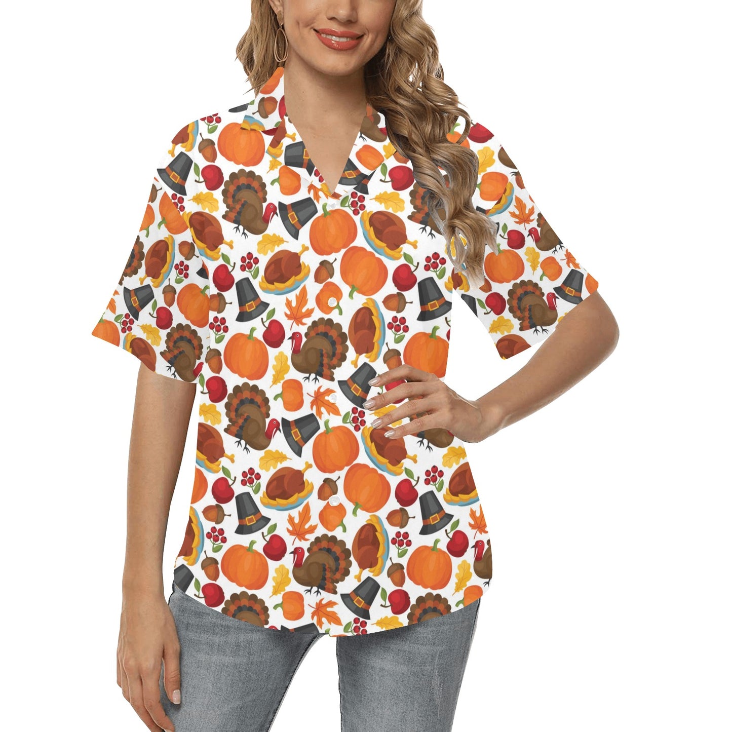 Thanksgiving Print Design LKS304 Women's Hawaiian Shirt