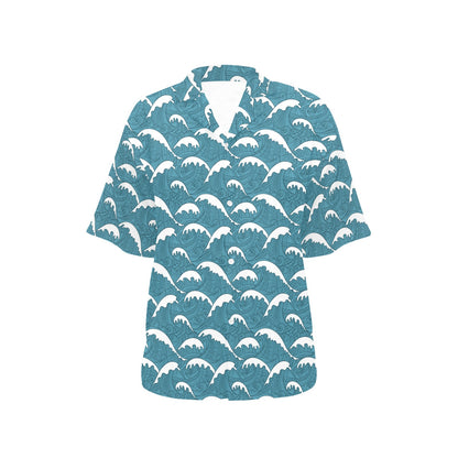 Surf Wave Tribal Design Women's Hawaiian Shirt