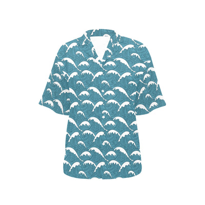Surf Wave Tribal Design Women's Hawaiian Shirt