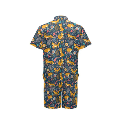 Fox Cute Jungle Print Pattern Men's Romper