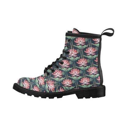 Water Lily Pattern Print Design WL03 Women's Boots