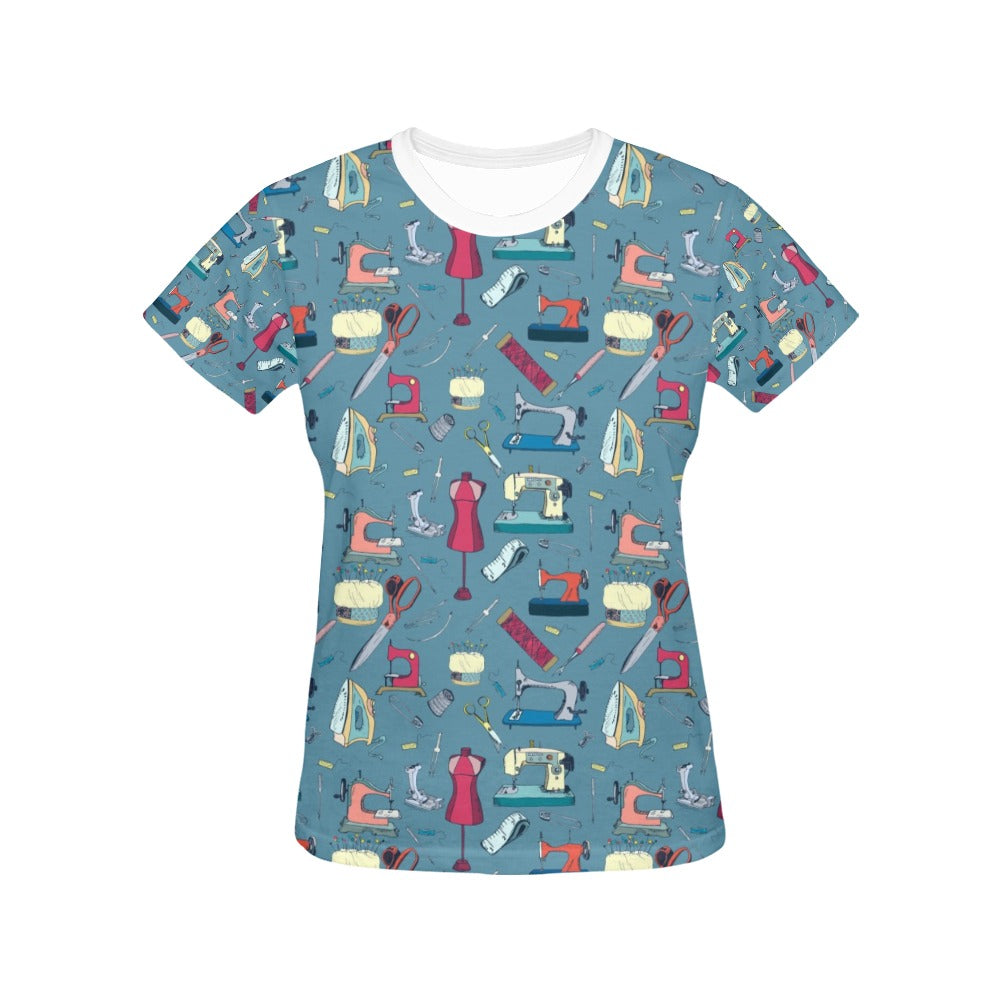Sewing Equipment Print Design LKS301 Women's  T-shirt