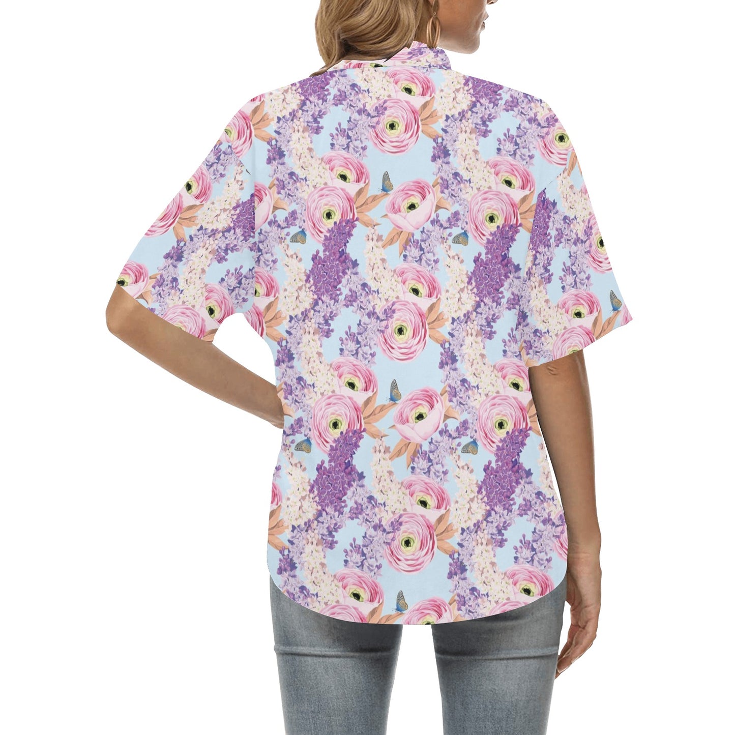 Lilac Pattern Print Design LI03 Women's Hawaiian Shirt