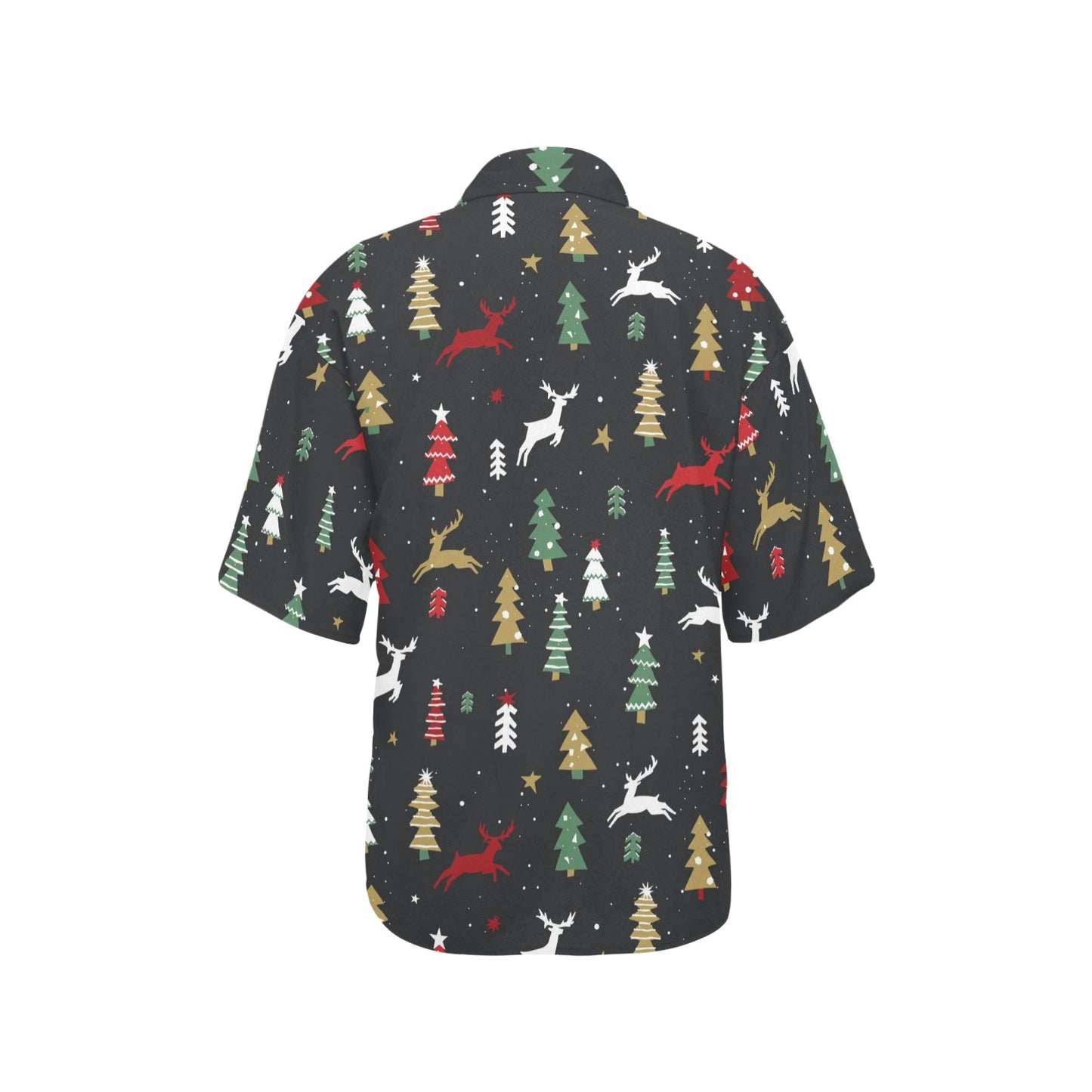 Christmas Tree Deer Style Pattern Print Design 03 Women's Hawaiian Shirt