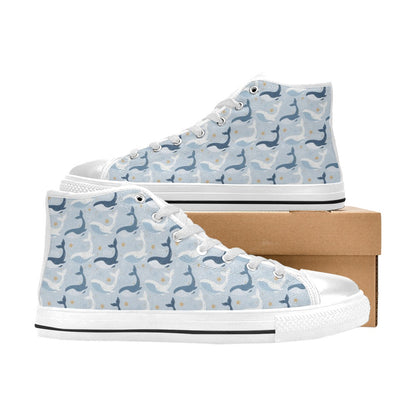 Whale Print Design LKS305 High Top Women's White Shoes