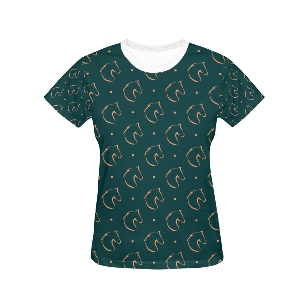 Horse Head Print Design LKS302 Women's  T-shirt