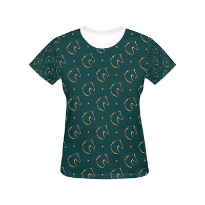 Horse Head Print Design LKS302 Women's  T-shirt