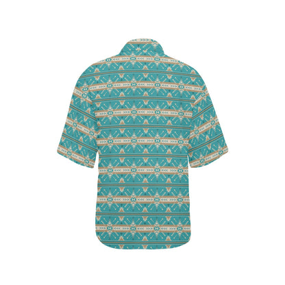 Southwest Native Design Themed Print Women's Hawaiian Shirt
