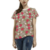 Skull Bone Rose Print Design LKS303 Women's  T-shirt