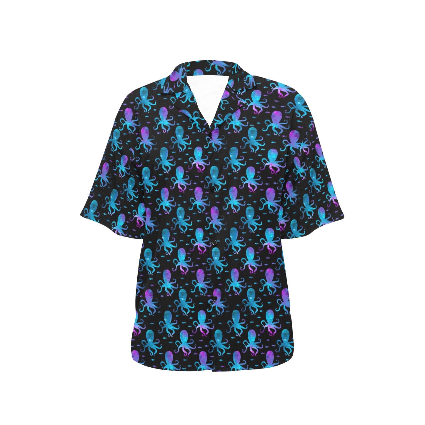 Octopus Blue Design Print Themed Women's Hawaiian Shirt