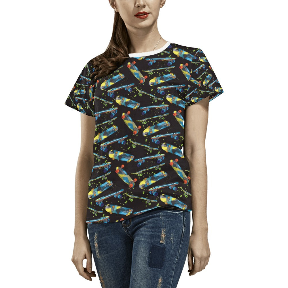 Skateboard Print Design LKS305 Women's  T-shirt