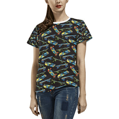 Skateboard Print Design LKS305 Women's  T-shirt