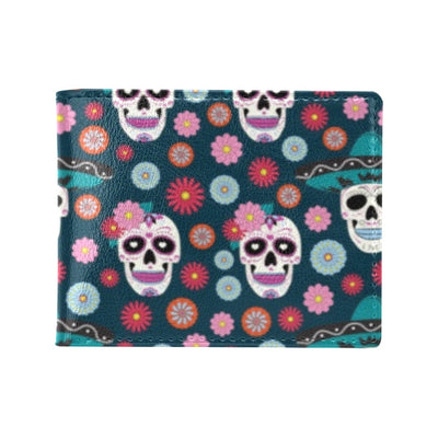 Sugar Skull Print Design LKS308 Men's ID Card Wallet