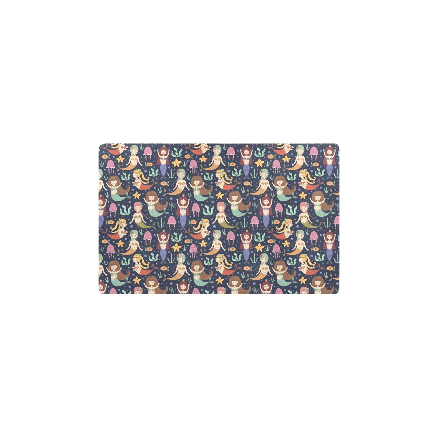 Mermaid Cartoon Pattern Print Design 03 Kitchen Mat