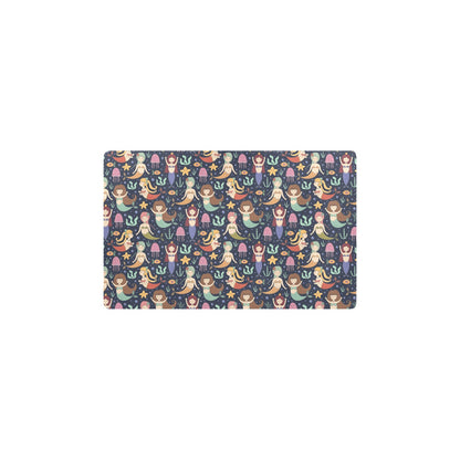 Mermaid Cartoon Pattern Print Design 03 Kitchen Mat