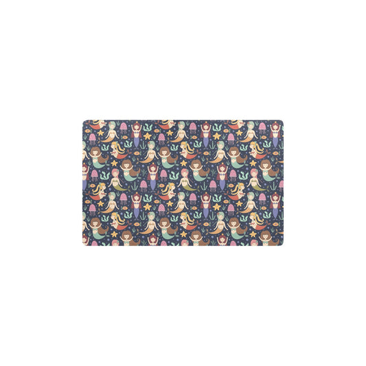 Mermaid Cartoon Pattern Print Design 03 Kitchen Mat