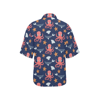 Octopus Pattern Print Design A04 Women's Hawaiian Shirt