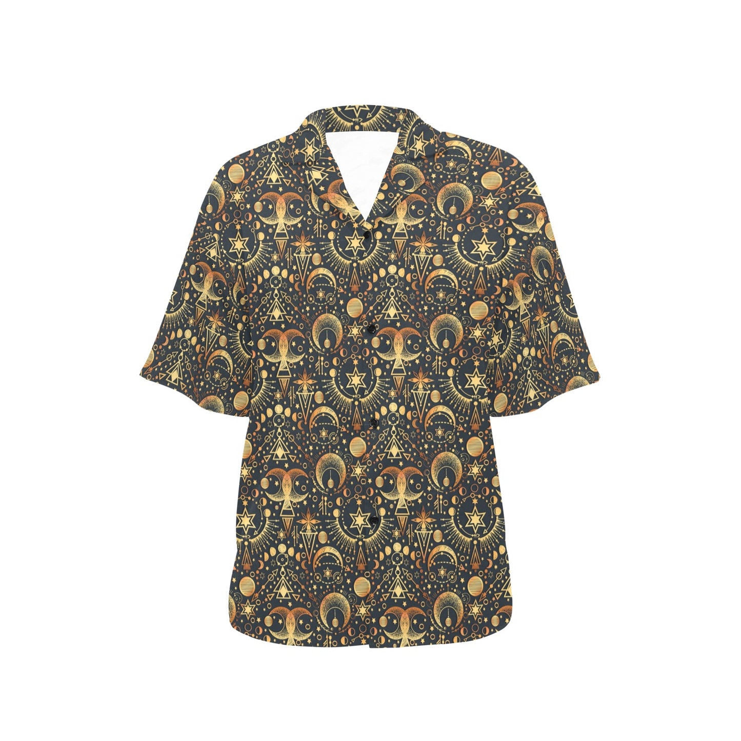 Sun Moon Print Design LKS308 Women's Hawaiian Shirt