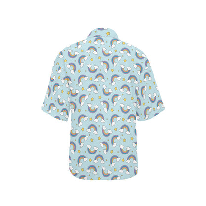 Rainbow Cloud Print Pattern Women's Hawaiian Shirt