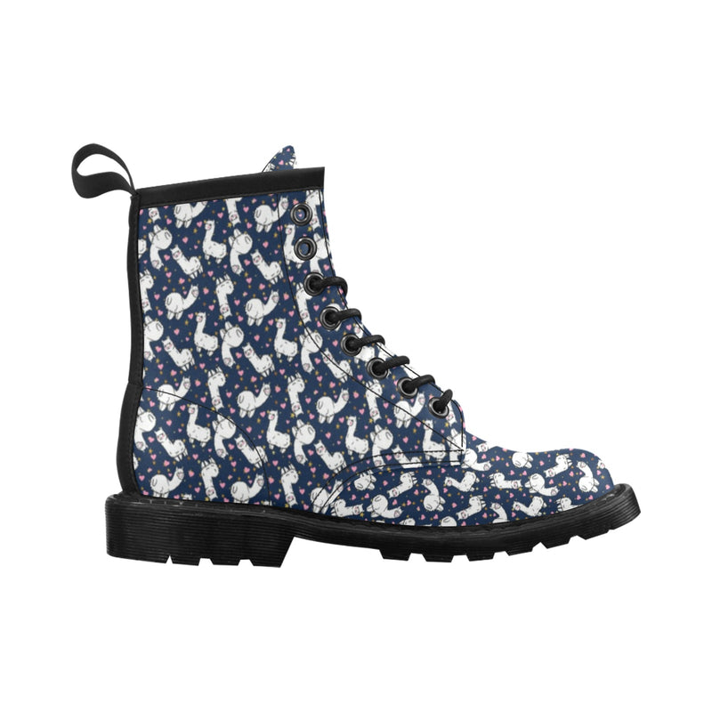 Alpaca Heart Star Design Themed Print Women's Boots
