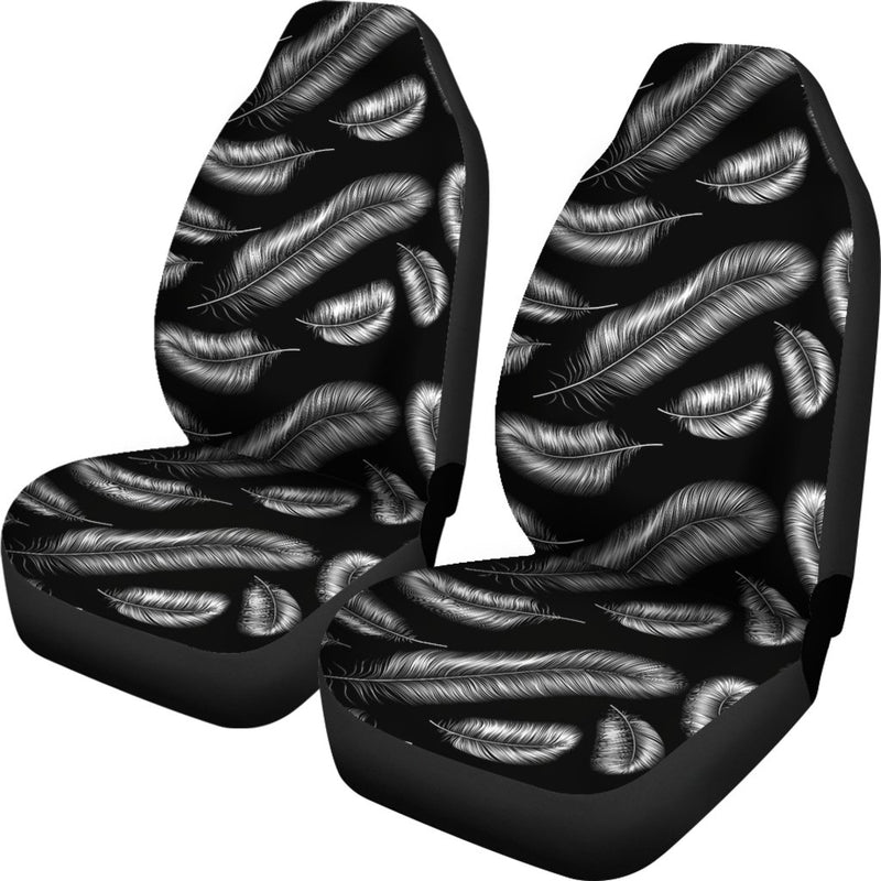 Feather Black White Design Print Universal Fit Car Seat Covers